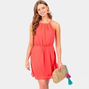 NWT Francesca's Collections Daina Orange Coral Flawless Sleeveless Halter Dress